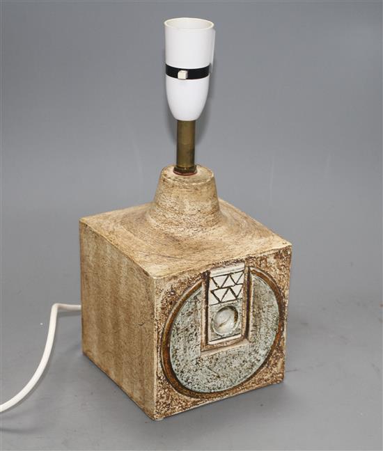 A Troika cube lamp, probably by Allison Brigden, c.1970s, marks indistinct, height excluding fitting 17cm